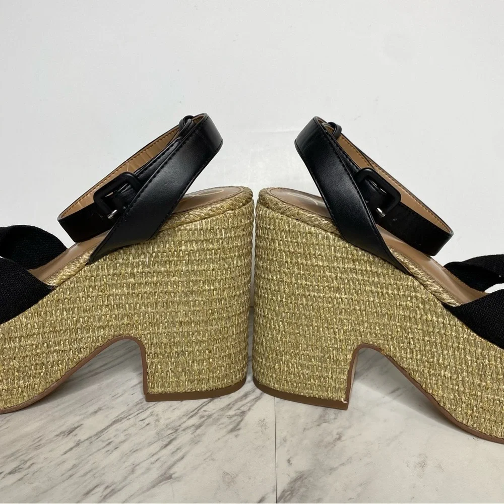 Sam Edelman Theresa Espadrille Platform Square Toe Heeled Sandal 9 1/2 M
